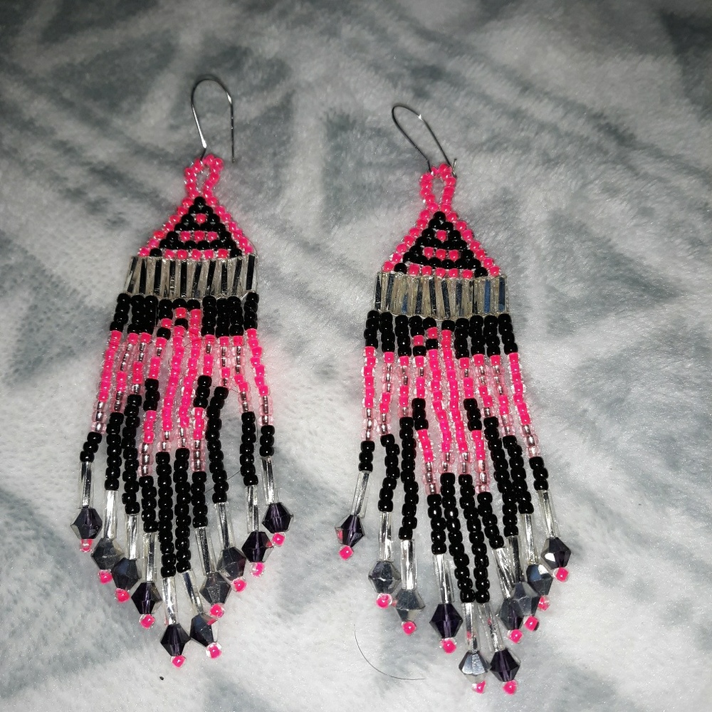 Hand Beaded Thunderbird Earrings